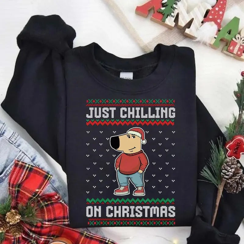 Just Chilling Ugly Chill Guy Shirt Funny Dog Cartoon Shirt Tiktok Meme Chill Guy T-Shirts, Hoodie, Sweatshirt