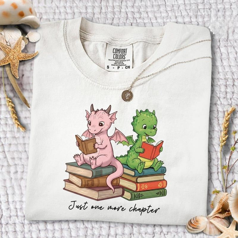 Just One More Chapter Dragon Shirt, Book Dragon Sweatshirt, Reading Teacher T-shirt, Bookworm Sweater, Teacher Tee, Book...