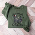 Just Waiting For Christmas Sweatshirt, Christmas Skeleton Sweatshirt, Funny Christmas Shirt, Skeleton Halloween Shirt,...