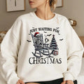 Just Waiting For Christmas Sweatshirt, Halloween Skeleton Sweater, Funny Halloween Crewneck, Skeleton Christmas Shirt,...