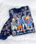 Just Waiting for Halloween Horror Humor Bleached Graphic Sweatshirt or Hoodie Unisex  Womenswear Crewneck Casual Tshirt Top