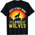 Just a Guy Who Loves wolves Great Retro Vintage Wolf T-Shirt Hoodie, Sweatshirt | GrindPrints.com