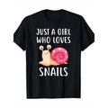 Just a girl who likes snails, cute snail girl T-shirt - preferred high-quality cotton, illustrated printed T-shirt, DIY...
