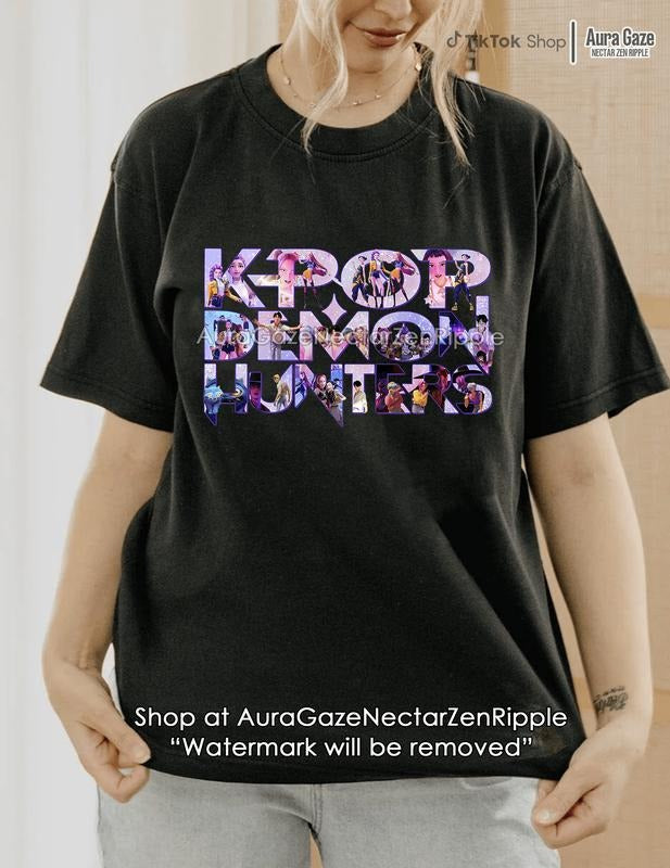 KPop Demon Hunters Comfort Colors Unisex Tshirt For Fan, KPop Demon Hunters Shirt, Celebrity Crush Movie Merch, Huntrix,...