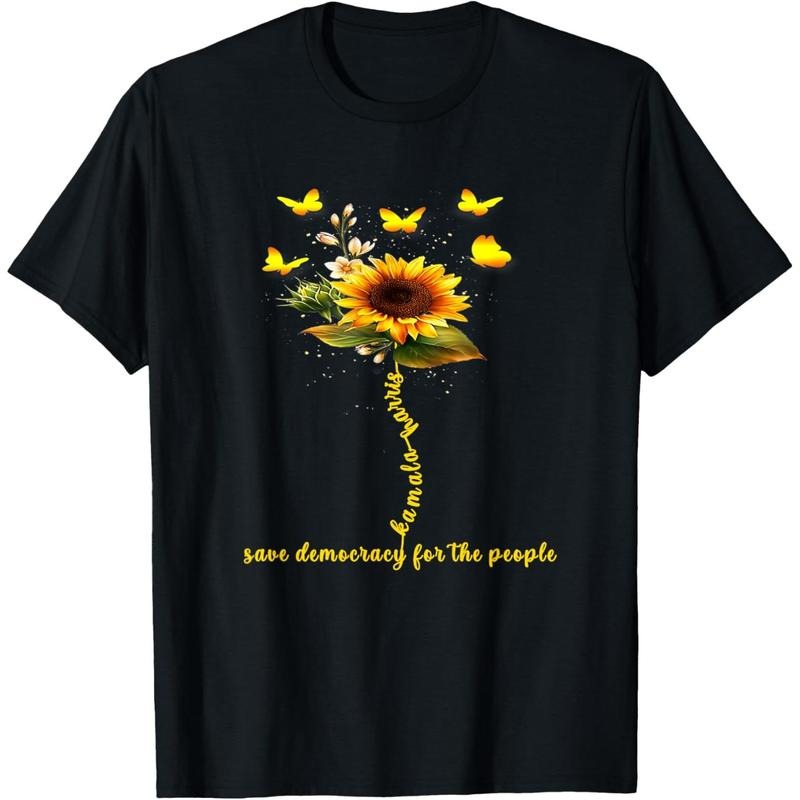 Kamala Harris 2024 Save democracy For the people Sunflower T-Shirt made in usa Hoodie, Sweatshirt | GrindPrints.com