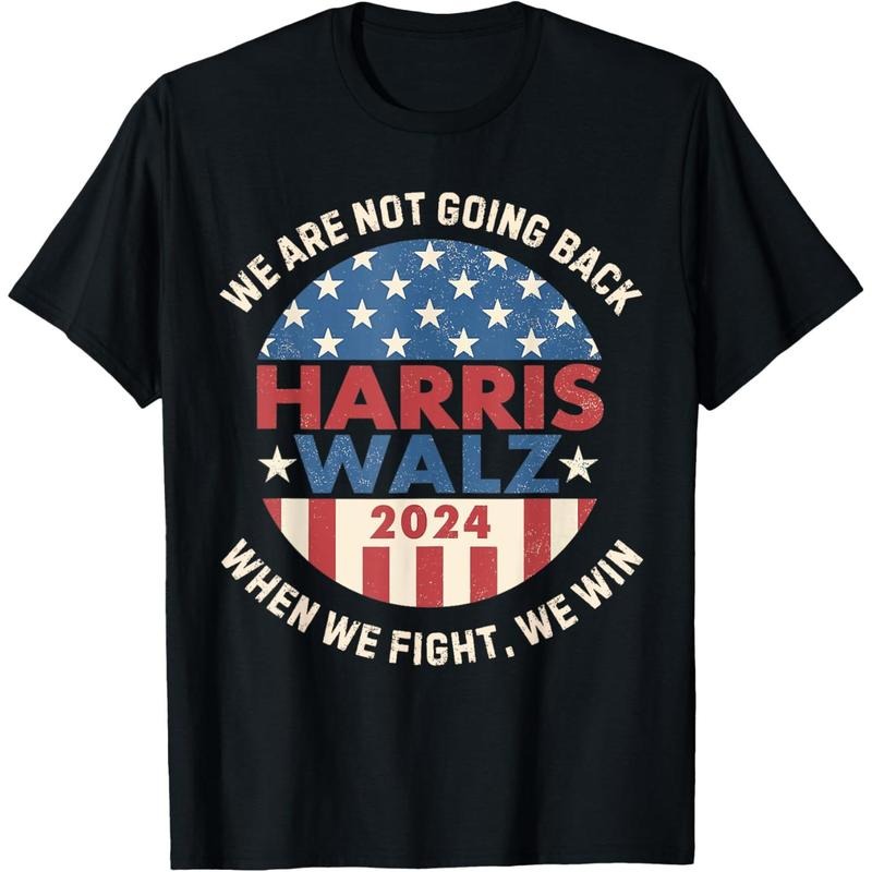 Kamala Harris Tim Walz We Fight We Win We're Not Going Back T-Shirt made in usa Hoodie, Sweatshirt | GrindPrints.com