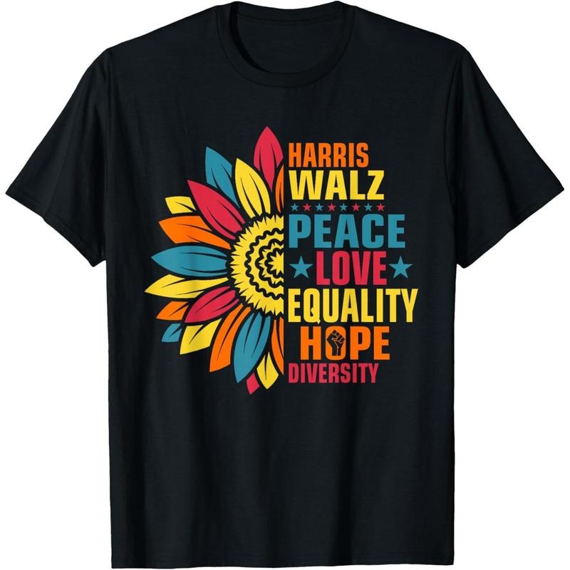 Kamala Harris Waltz Peace Love E Hope Diversity T-Shirt made in usa Hoodie, Sweatshirt | GrindPrints.com