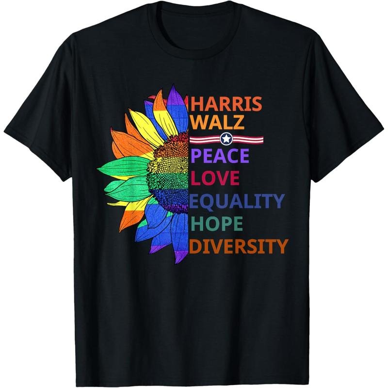 Kamala Harris Waltz Peace Love Equality Hope Diversity T-Shirt made in usa Hoodie, Sweatshirt | GrindPrints.com