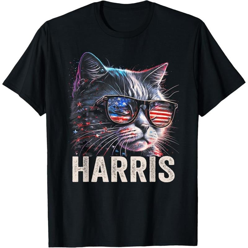 Kamala Harris for President 2024, Funny Cat Graphic T-Shirt made in usa Hoodie, Sweatshirt | GrindPrints.com