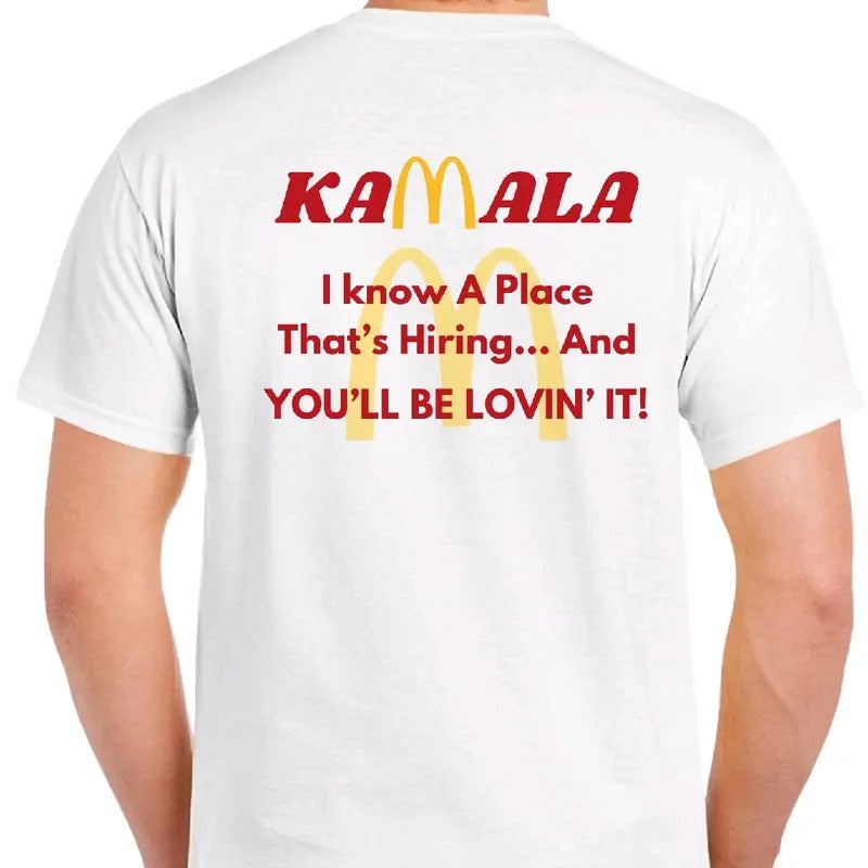Kamala You'll be Lovin' it T-. Menswear, Crewneck Top Tshirt Cotton Casual t funny meme Hoodie, Sweatshirt | GrindPrints.com