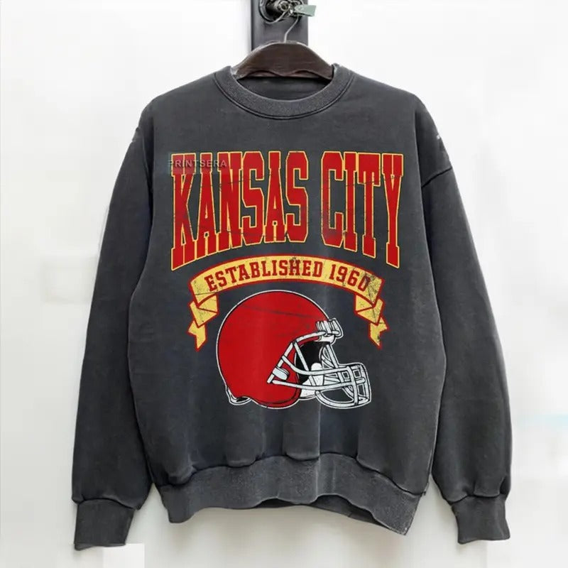Kansas City Football Vintage Sweatshirt, Unisex Classic Fit T-Shirts, Hoodie | GrindPrints.com