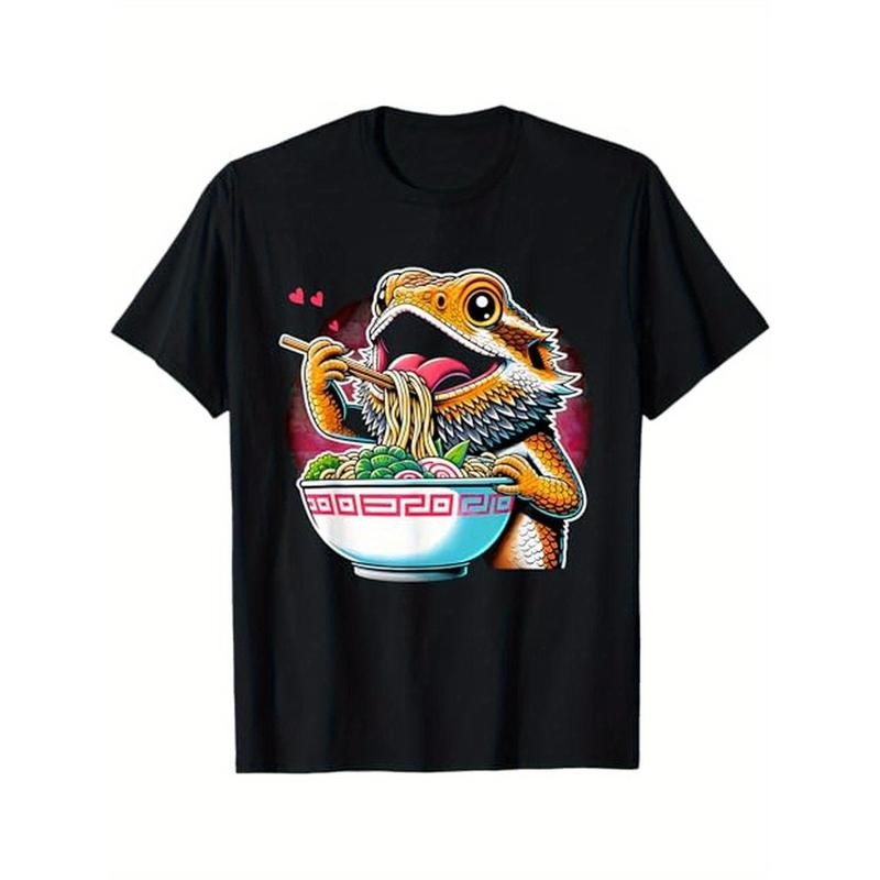 Kawaii Anime Bearded Dragon Ramen 100% Cotton Halloween Thanksgiving Family Friends S XXXL Black Made Usa T-Shirts, Hoodie, Sweatshirt
