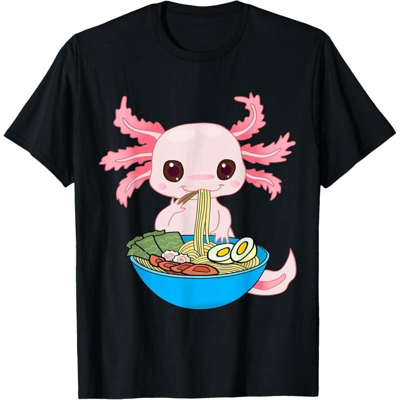 Kawaii Axolotl Eating Ramen Noodles Anime Kids Girls Teens T-Shirt made in usa Hoodie, Sweatshirt | GrindPrints.com