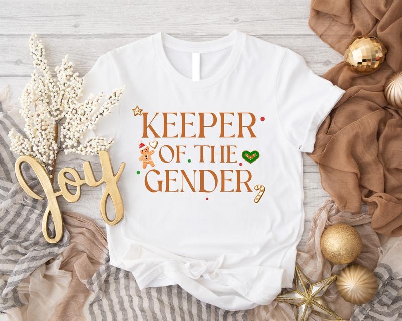 Keeper Of The Gender Christmas Shirt, Matching Family Gender Reveal Tee, Christmas Tee For Pregnancy Announcement, Mom To...