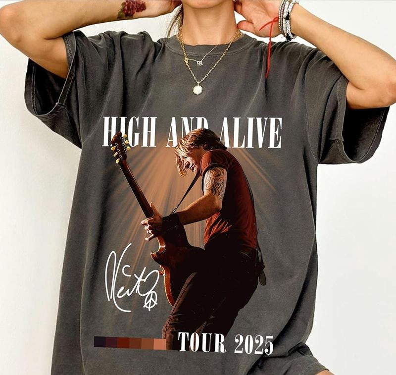 Keith Urban High And Alive Tour 2025 T-Shirt Unique Design for Everyday Wear Hoodie, Sweatshirt | GrindPrints.com