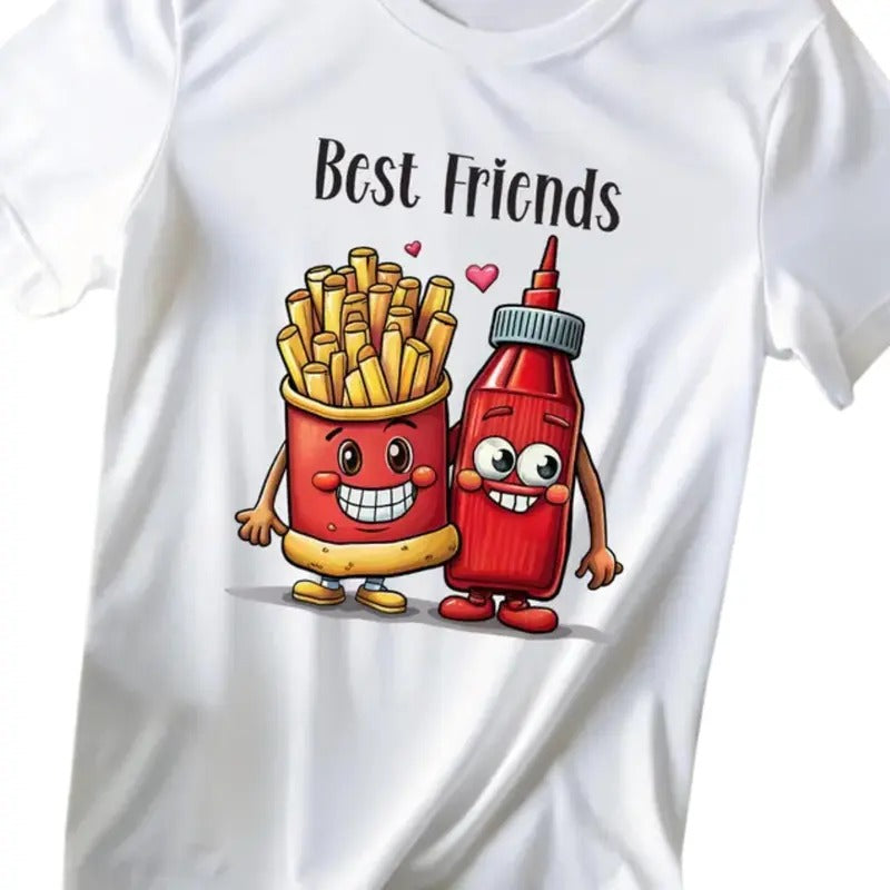Ketchup and Fries Tshirt, Best Friends Shirt, Foodie Friends Tee, Cute Food Shirt, Fries and Ketchup Tee, Cartoon Food...