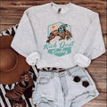 Kick Dust Cowboy Sweatshirt, Crewneck Graphic SweatShirt, cowgirl outfits, western outfit women, western tops, western...