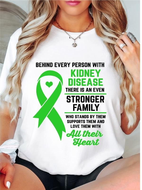 Kidney Disease Awareness T-Shirt, Family Support Shirt, Green Ribbon Tee, Kidney Disease Warrior Tee, Kidney Disease...
