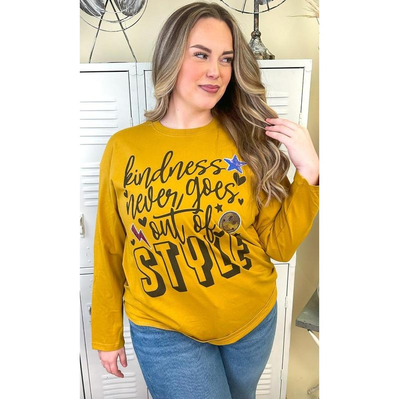 Kindness Never Goes Out of Style Sequin Graphic Long Sleeve T-Shirt Hoodie, Sweatshirt | GrindPrints.com
