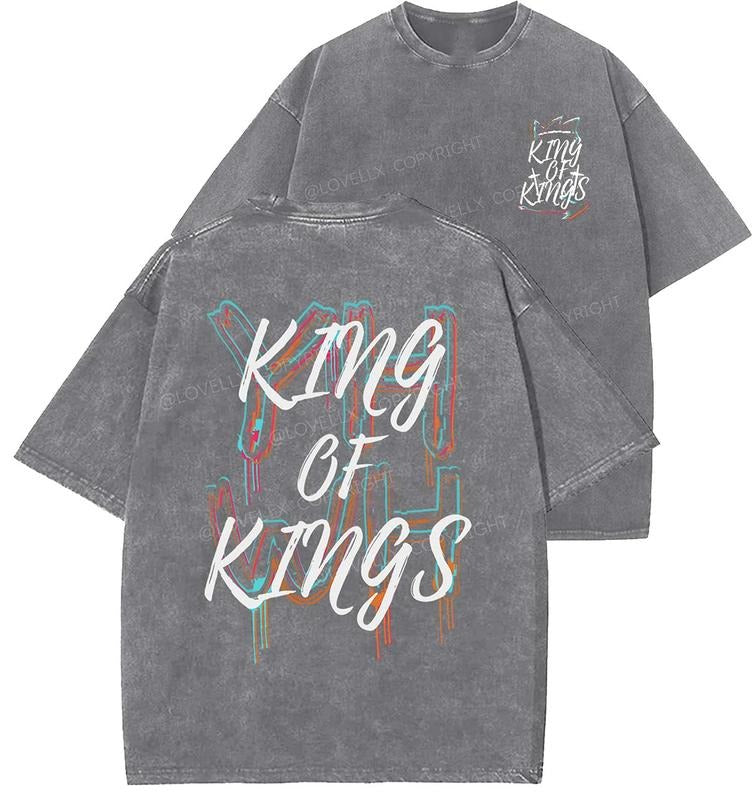 King Of Kings Unisex Washed T-Shirt, Christian t shirts, Vintage 90s Graphic Tee, Gift Top Womenswear Cotton Mineral...