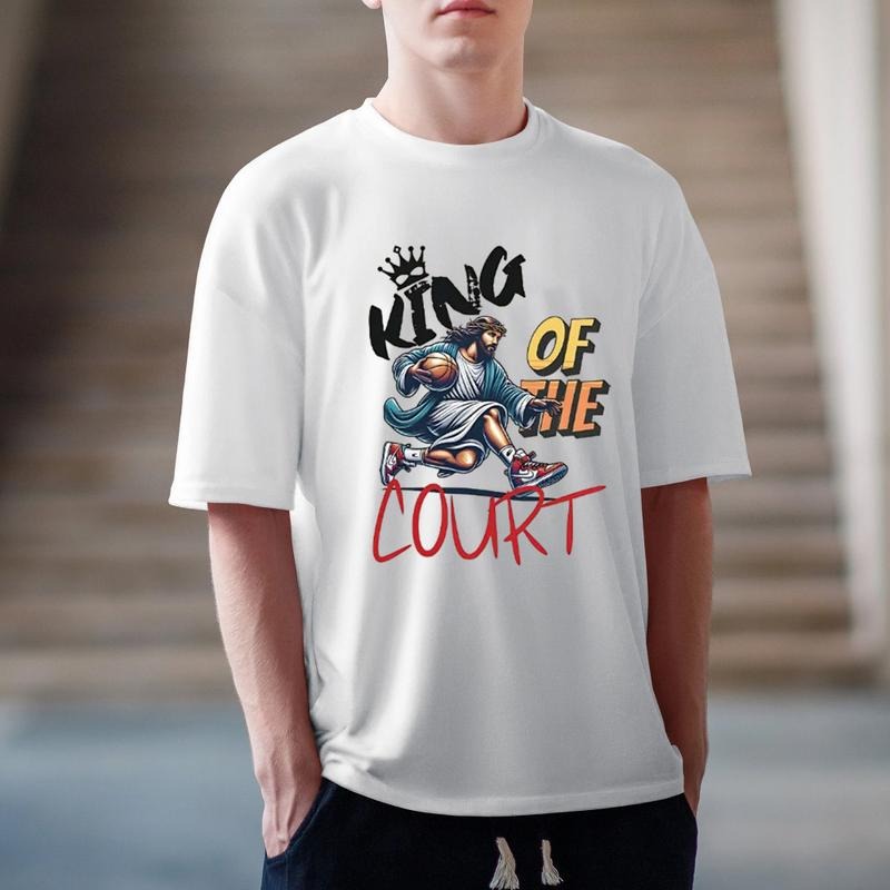 King Of The Court T-Shirt Pure Cotton Casual Style Crew Neck Short Sleeve T-Shirt Tops Trendy for Unisex Hoodie, Sweatshirt