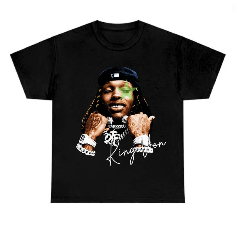 King Von Green Star T-Shirt Classic Cotton Top Fabric Menswear Hoodie, Sweatshirt | GrindPrints.com