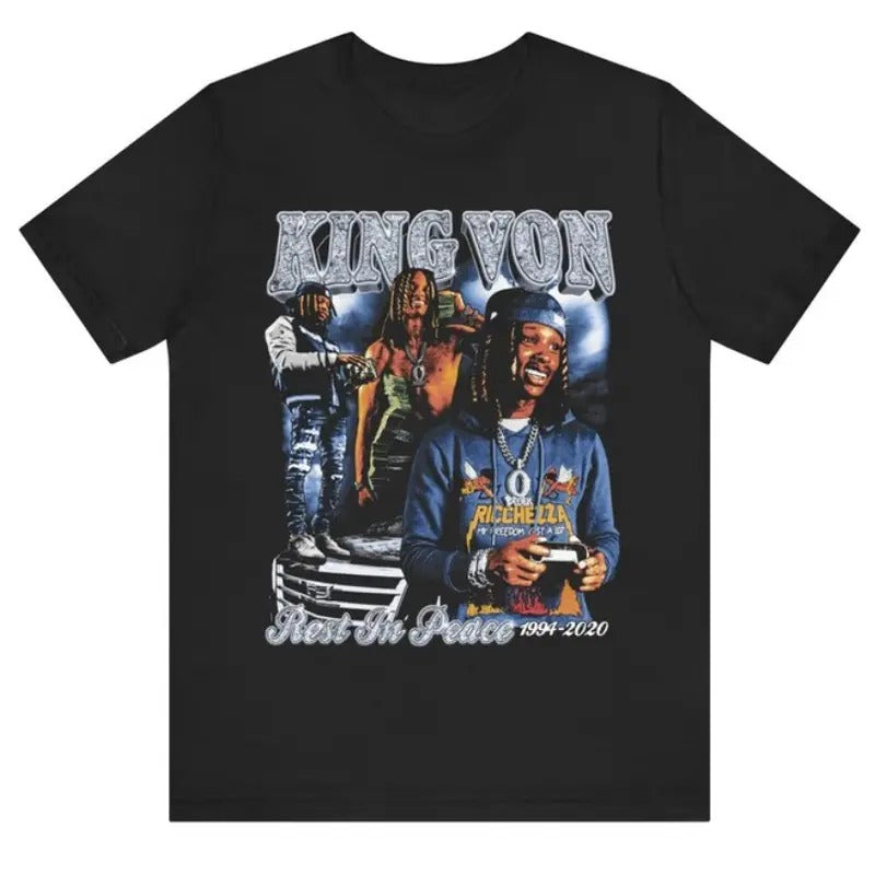 King Von Vintage T-Shirt, King Von fans Gift Hoodie, Sweatshirt | GrindPrints.com