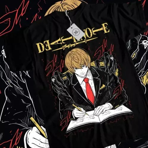 Kira Ryuk T-Shirt Death Note L Manga Strip Horror Anime Black Tee Shirt All Size Hoodie, Sweatshirt | GrindPrints.com