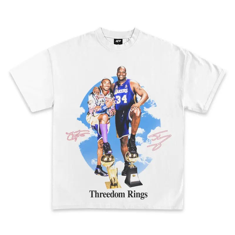 Kobe and Shaq Threedom Rings Graphic T-Shirt Hoodie, Sweatshirt | GrindPrints.com