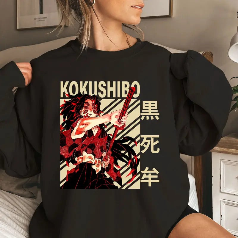 Kokushibo Upper Moon 1 DM Characters Shirt Crewneck Hoodie, Anime Otaku Shirt Comfort Cotton Sweatshirt | GrindPrints.com