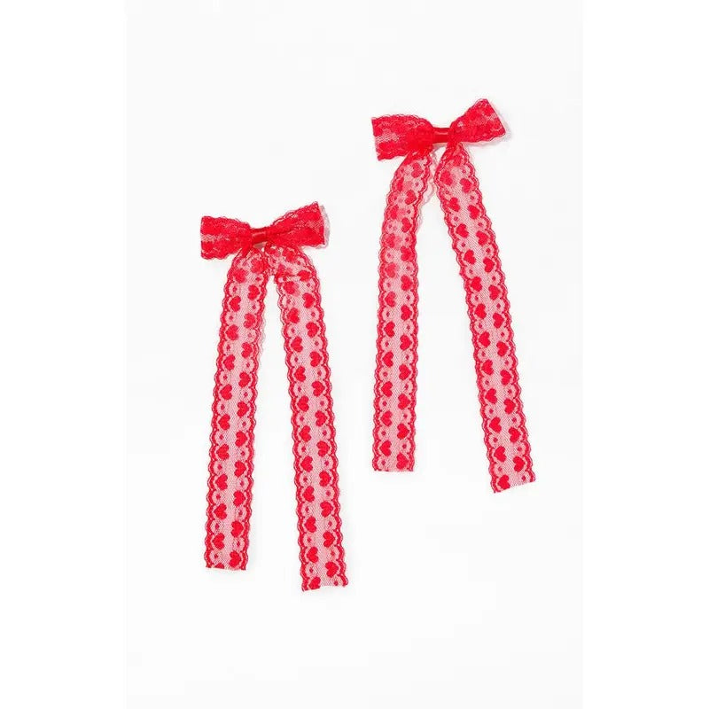 LA Hearts Women's 2 Pack Red Heart Bow Lace Hair Clips T-Shirts, Hoodie, Sweatshirt | GrindPrints.com
