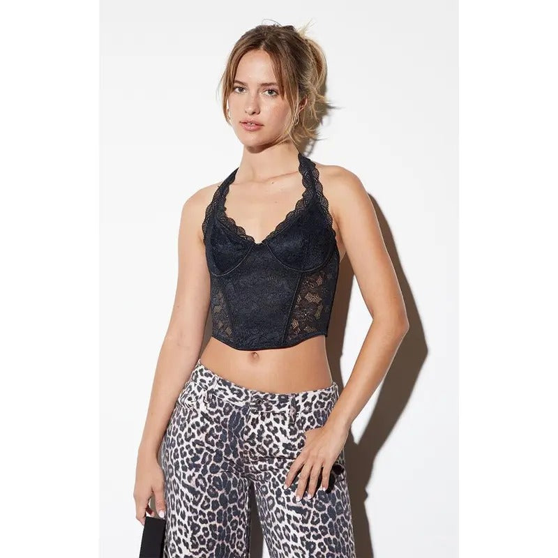 LA Hearts Lace Trim Halter Corset T-Shirts, Hoodie, Sweatshirt