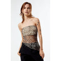 LA Hearts Women's Leopard Mesh Asymmetrical Tube Top T-Shirts, Hoodie, Sweatshirt | GrindPrints.com