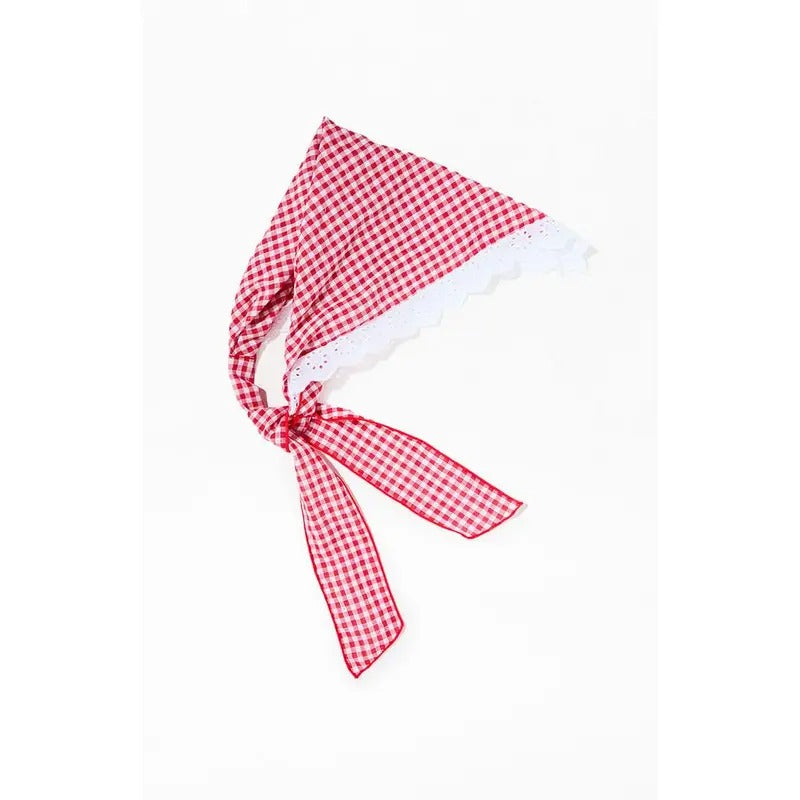LA Hearts Women's Red Gingham Eyelet Head Scarf T-Shirts, Hoodie, Sweatshirt | GrindPrints.com