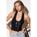 LA Hearts Women's Tie Front Lace Halter Top T-Shirts, Hoodie, Sweatshirt | GrindPrints.com