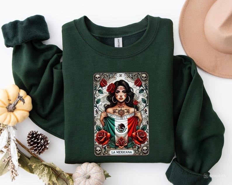 LA MEXICANA Sweatshirt, Tarot Card Shirt, Mexicana Shirt, For Men, For Women Hoodie | GrindPrints.com