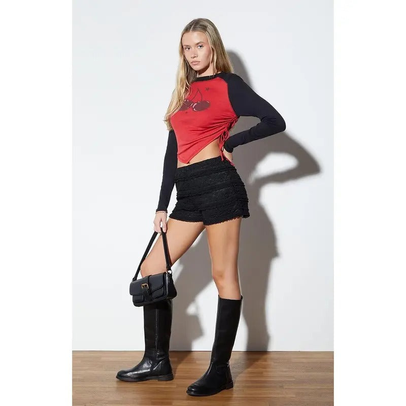 PS / LA Women's Cherry Long Sleeve Raglan T-Shirt Hoodie, Sweatshirt | GrindPrints.com