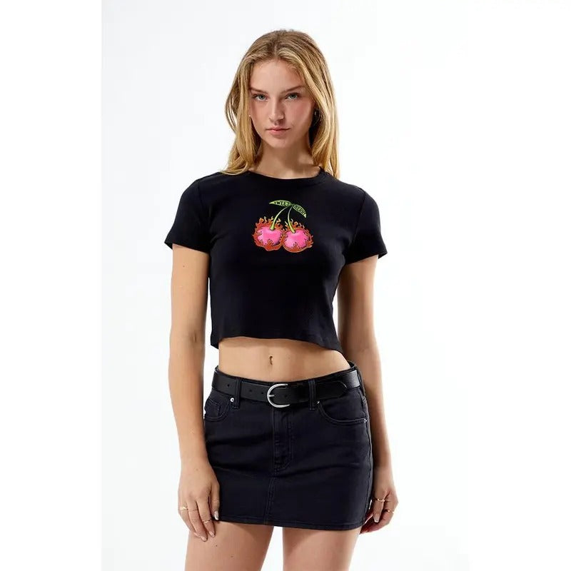 PS / LA Women's Flaming Cherries Baby T-Shirt Hoodie, Sweatshirt | GrindPrints.com
