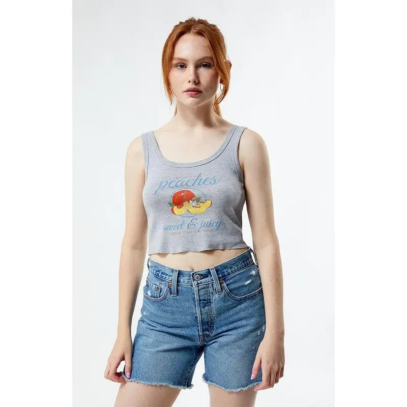 PS / LA Women's Peaches Cropped Tank Top T-Shirts, Hoodie, Sweatshirt | GrindPrints.com
