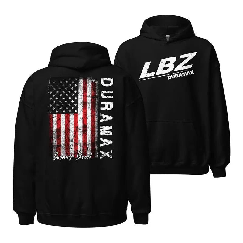 LBZ Duramax Hoodie Diesel Truck Hoodie With American Flag Pullover Long Sleeve Cotton Menswear, Hoodie trend T-Shirts,...