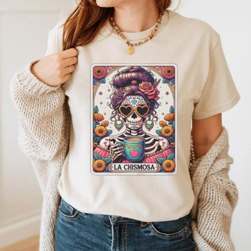 La Chismosa  Lotería Tarot Card Shirt, Mexican Shirt, Spanish Shirt, Catrina T-Shirt, Skeleton Tshirt, Tarot Card  ,...