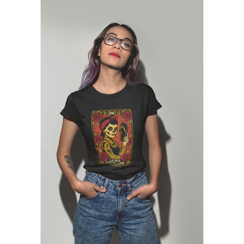 La Más Chingona Shirt Spanglish Latina Skeleton Tee con Chancla Día de los Muertos Chingona Vibes Skull Tshirt Hoodie,...