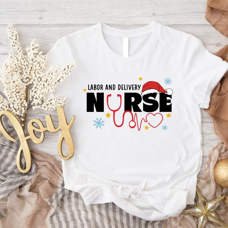 Labor And Delivery Nurse Christmas Shirt, Christmas L&D Crew T-shirt, Winter Holiday Nurse Gift Tee, Matching Hospital...