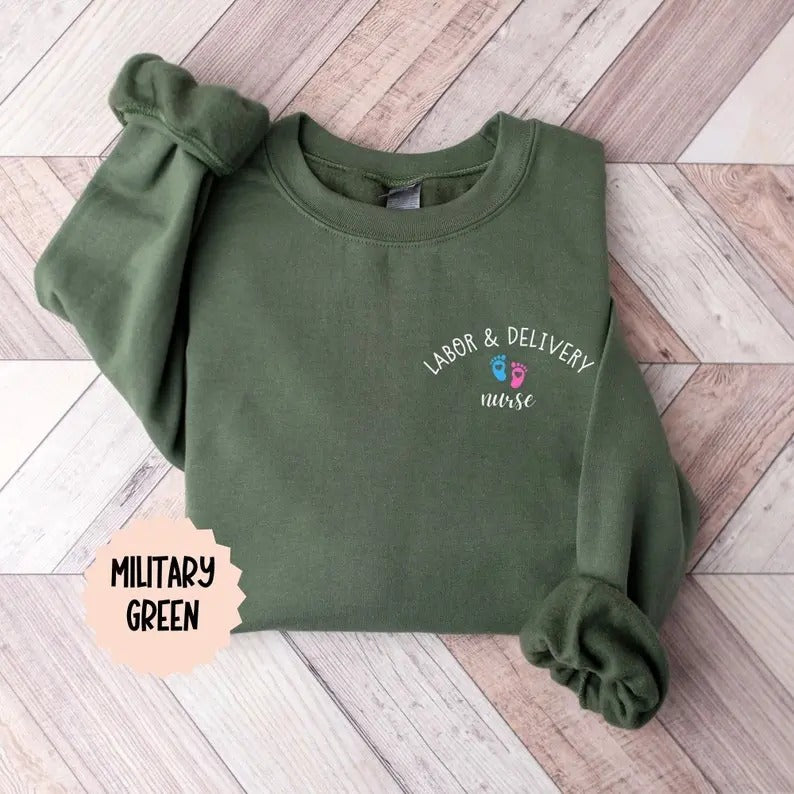 Labor and delivery Nurse Sweatshirt, L and D nurse Tee, gift for new nurse rn Casual Fabric Garment Collar Cotton Classic...