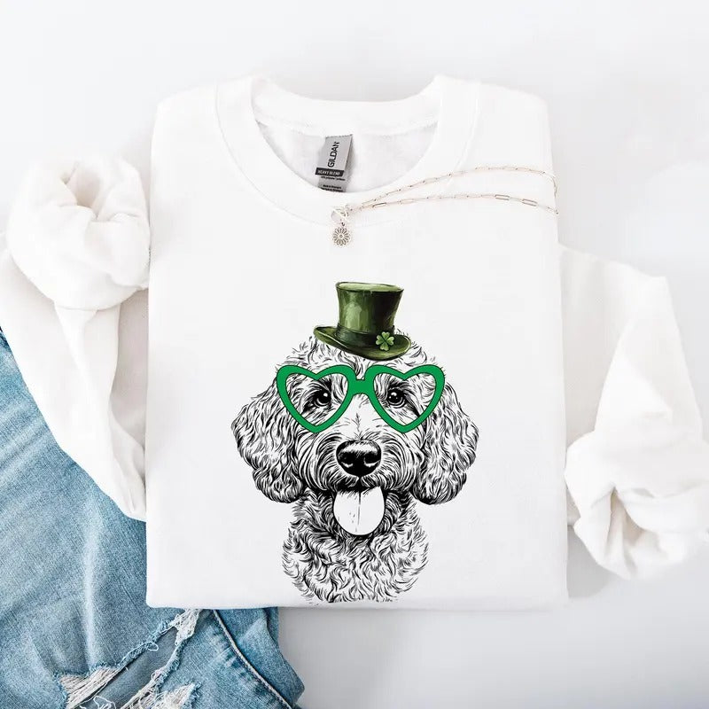 Labradoodle, Adorable Dog, St Patrick's Day, Lucky, Irish Sweatshirt, Crew Neck, Women's, Crewneck T-Shirts, Hoodie