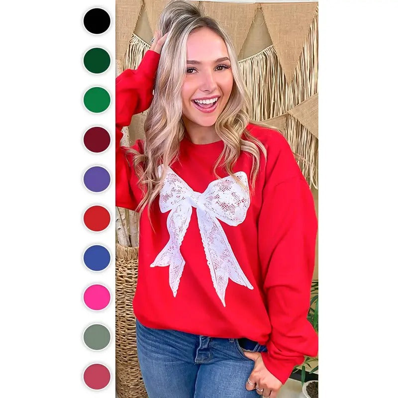 Lace Bow Graphic Sweatshirt T-Shirts, Hoodie | GrindPrints.com