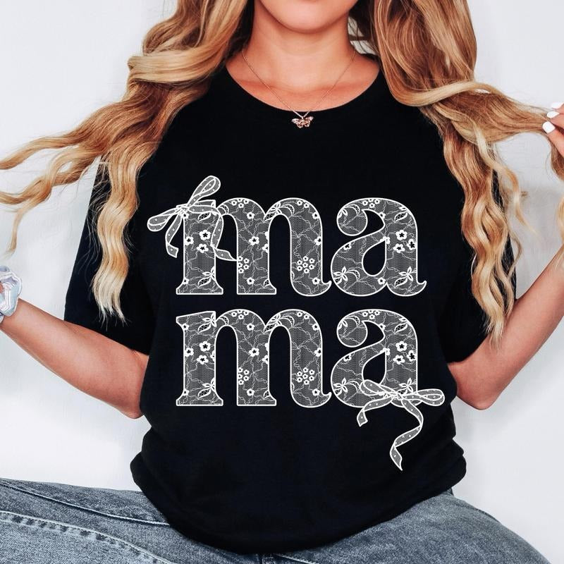 Lace Mama Coquette Mama Floral Mama Chinoiserie Mama Varsity Mom Lace Coquette Bow Hot Trend 2025 T-Shirts, Hoodie, Sweatshirt