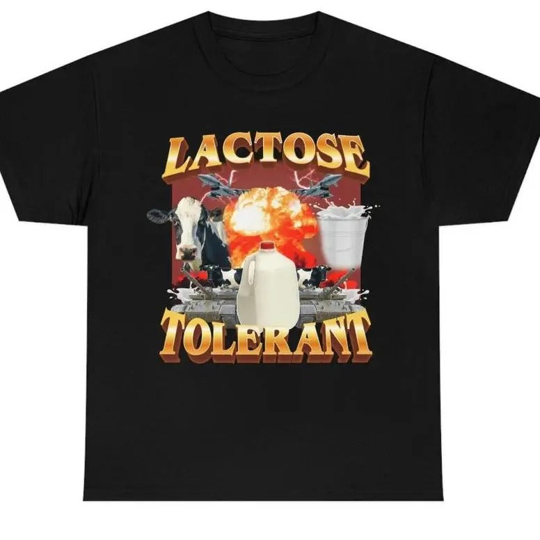 Lactose Tolerant Vintage Graphic T-Shirt, Retro Milk 90s Funny, Funny Shirts For Friends, 2000s Shirt Gift, Gift For...