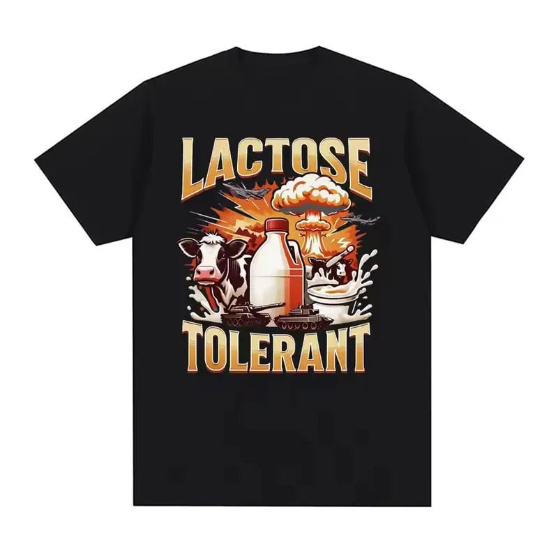 Lactosetolerant Grappige Meme Vintage Graphic Tee Shirt Heren Dameskleding Y2k Vintage Grafisch T-shirt Casual Puur...