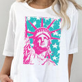 Lady Liberty Tee Usa Colorful Liberty Tshirt Pink Lady Liberty Top Girly Statue of Liberty T-Shirt Pink Girly USA Tee...